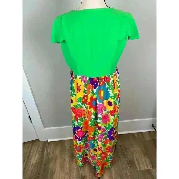 Vtg 70's Georgie Keyloun Maxi Dress Floral Bright Button Front Hippie Women's M - Picture 9 of 15